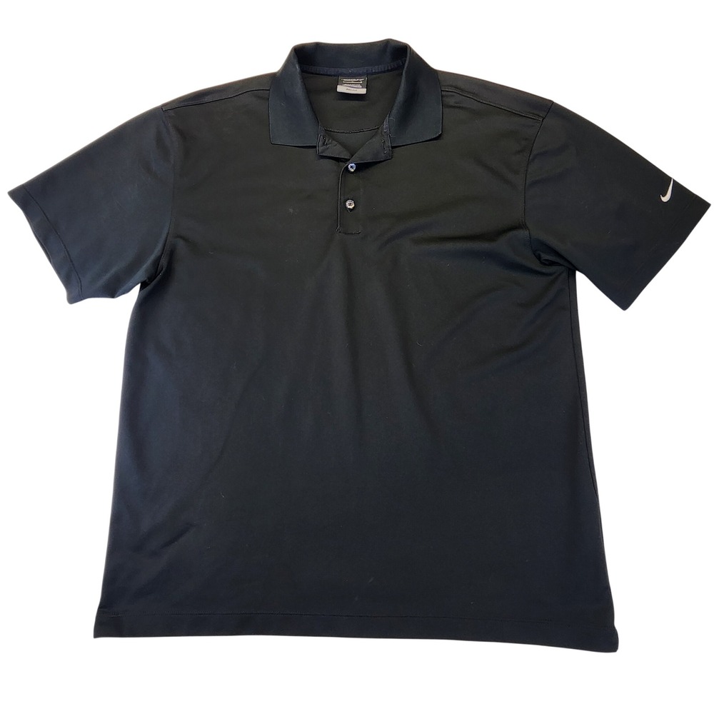 Nike Golf Dri-FIT Short Sleeve Black Polo Shirt Men's Size L Embroidered